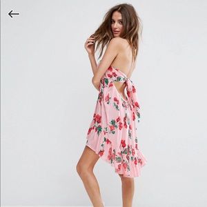 ASOS beach bandeau dress in rose print